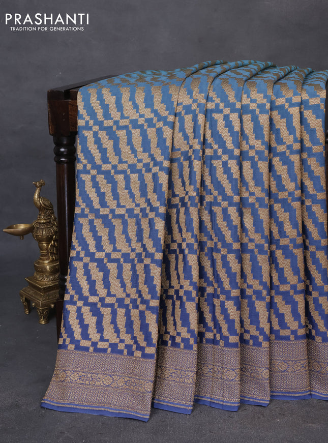 Banarasi georgette saree pastel blue and blue shade with allover thread & zari weaves and woven border