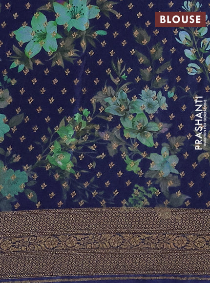 Banarasi georgette saree pastel blue and blue shade with allover thread & zari weaves and woven border