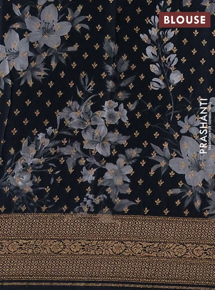 Banarasi georgette saree grey and black with allover thread & zari weaves and woven border