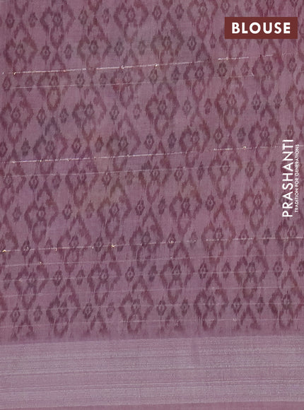 Linen cotton saree mild lavender and violet with allover floral prints & sequin work and silver zari woven border