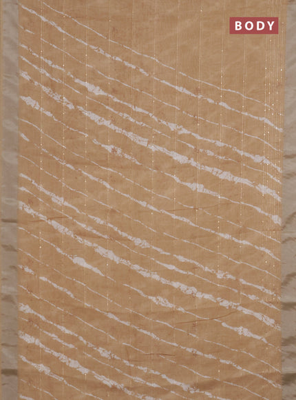 Linen cotton saree sandal with allover prints & sequin work and silver zari woven border