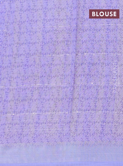 Linen cotton saree lime yellow and violet with allover prints & sequin work and silver zari woven border