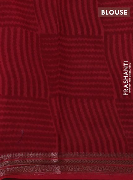 Chanderi silk cotton saree sandal black and red with allover geometric prints and banarasi style border