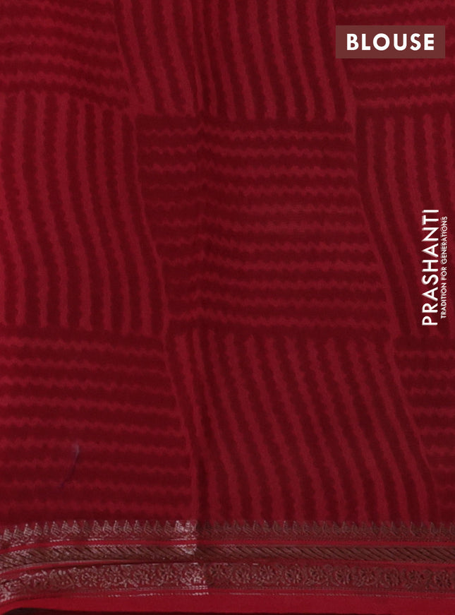 Chanderi silk cotton saree sandal black and red with allover geometric prints and banarasi style border