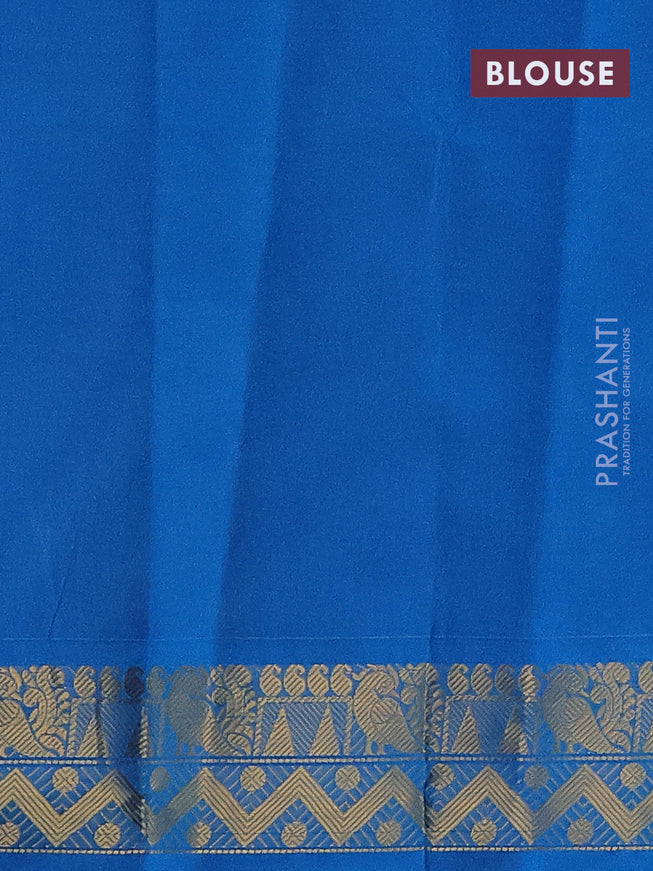 Silk cotton saree grey and cs blue with plain body and zari woven border