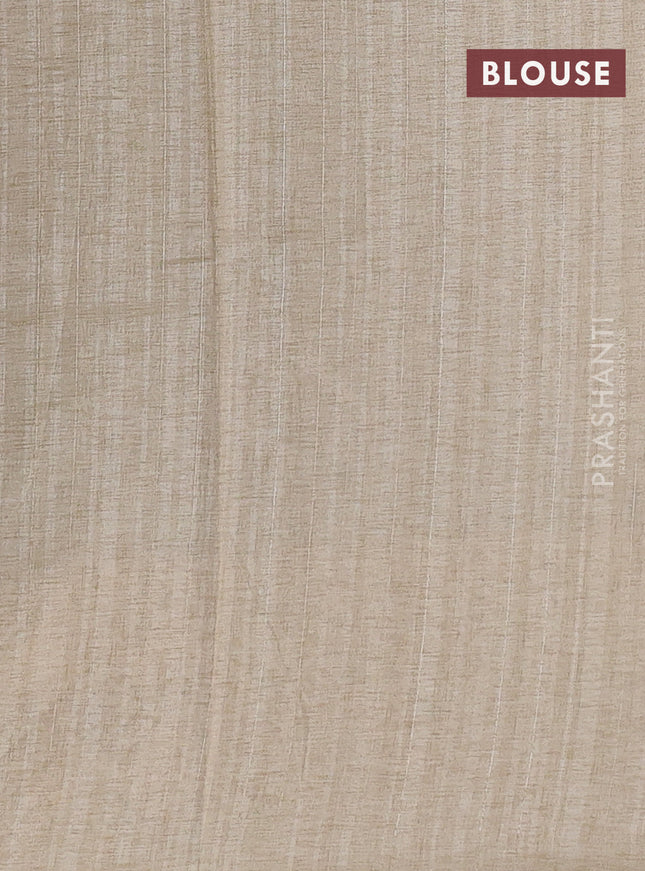 Semi tussar saree elaichi green and beige with allover bandhani prints and embroidery cut work border