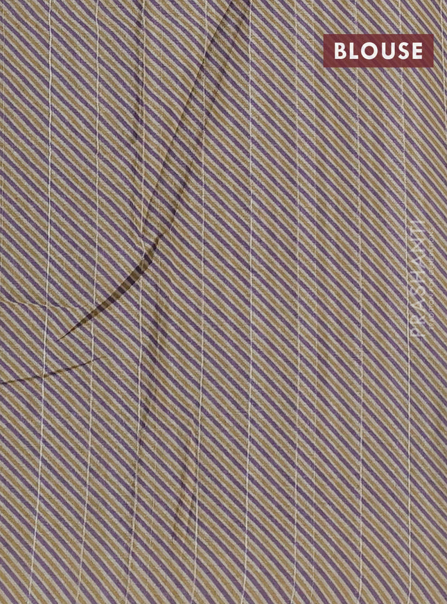 Semi tussar saree violet shade and beige with allover bandhani prints and embroidery cut work border