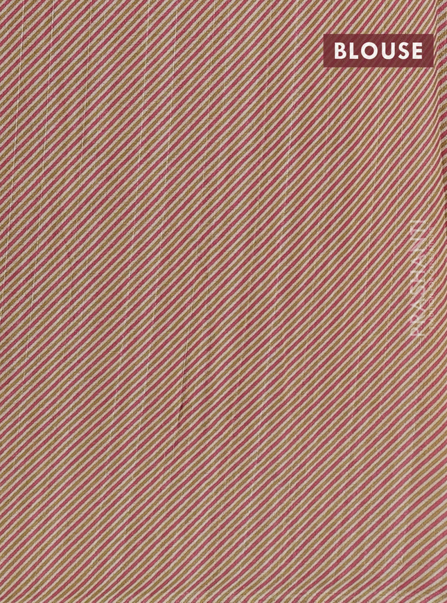 Semi tussar saree peach pink and beige with allover bandhani prints and embroidery cut work border