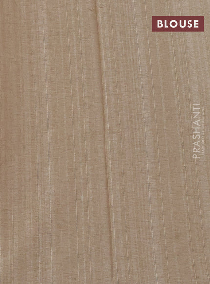 Semi tussar saree wine shade and beige with allover bandhani prints and embroidery work border