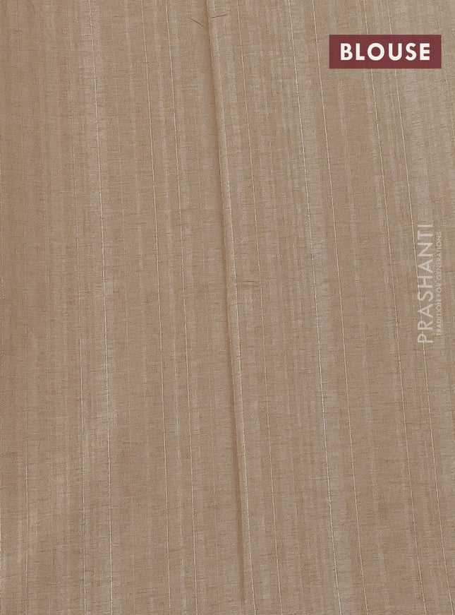 Semi tussar saree wine shade and beige with allover bandhani prints and embroidery work border