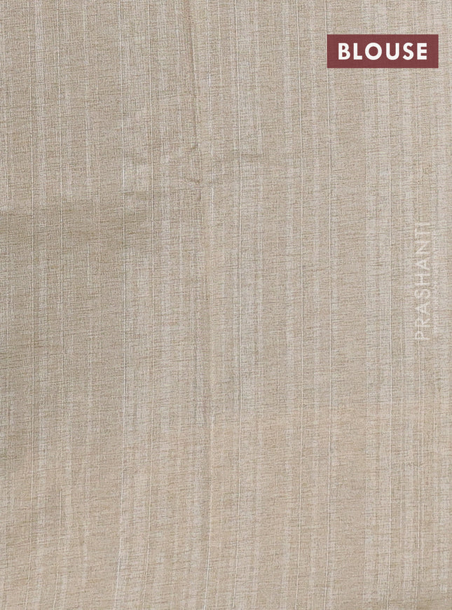 Semi tussar saree peacock blue and beige with allover bandhani prints and embroidery work border