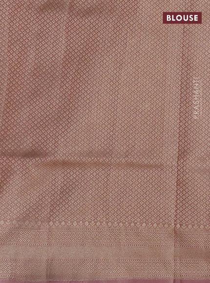 Banarasi tissue silk saree pastel peach with allover thread & zari woven floral weaves and zari woven border
