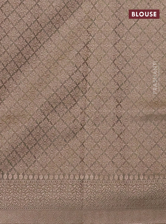 Banarasi tissue silk saree grey shade with allover zari woven brocade weaves and zari woven border