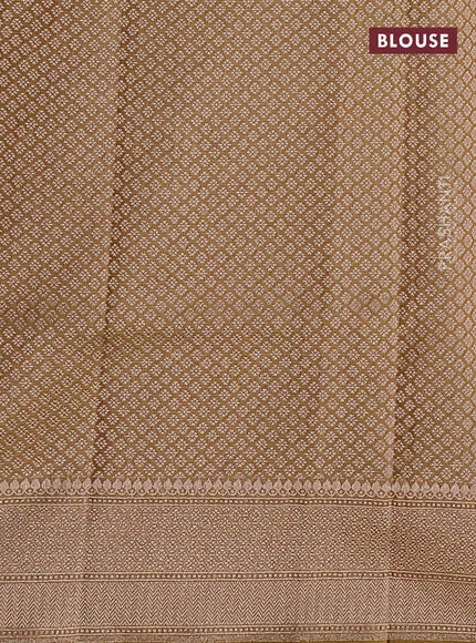 Banarasi tissue silk saree mustard shade with allover thread & zari woven floral weaves and zari woven border