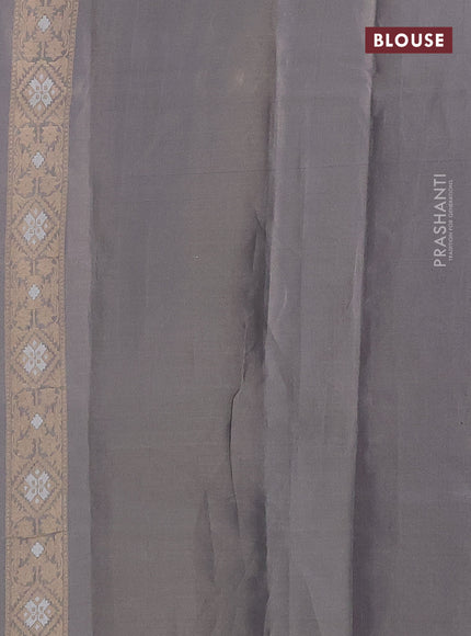 Banarasi tissue silk saree pastel grey and pink with allover thread & zari woven floral weaves and zari woven border