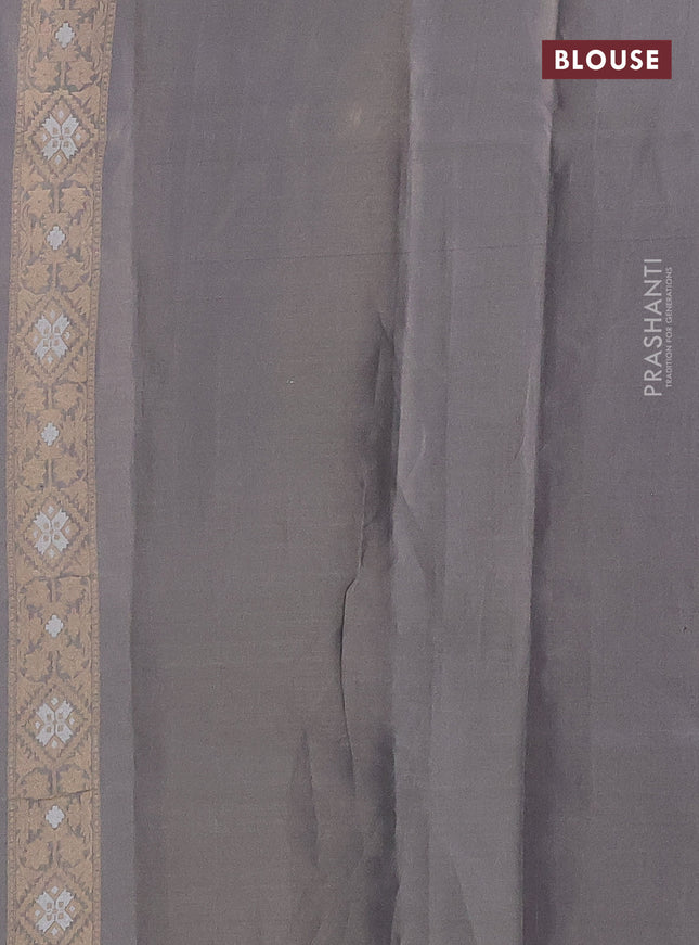 Banarasi tissue silk saree pastel grey and pink with allover thread & zari woven floral weaves and zari woven border