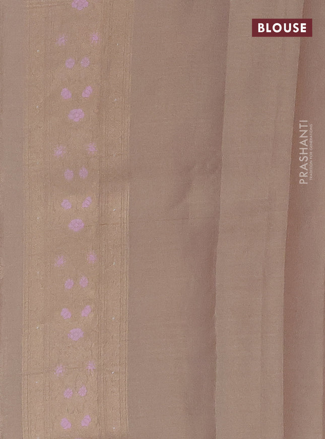 Banarasi tissue silk saree sandal and peach pink with allover thread & zari woven floral weaves and zari woven border