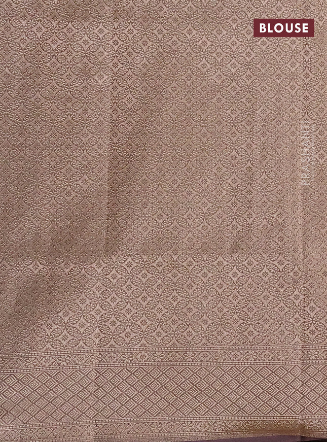 Banarasi tissue silk saree pastel brown with allover zari woven brocade weaves and zari woven border