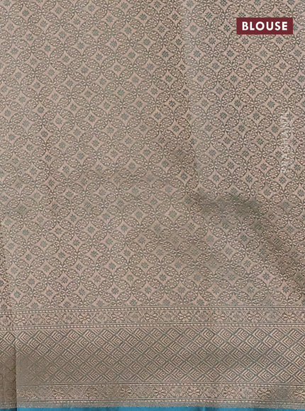 Banarasi tissue silk saree teal blue with allover zari woven brocade weaves and zari woven border