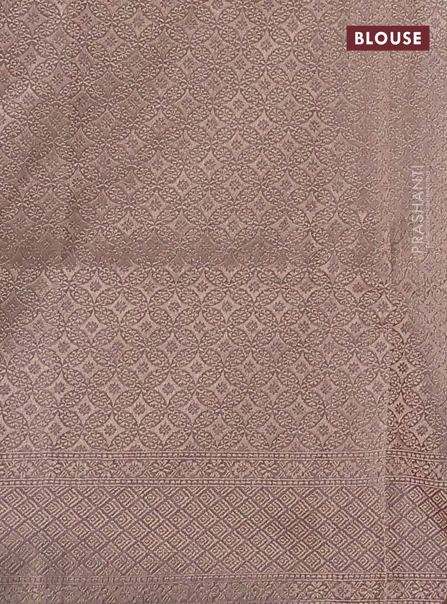 Banarasi tissue silk saree pastel lavender with allover zari woven brocade weaves and zari woven border