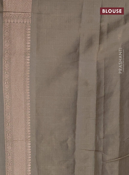 Banarasi tissue silk saree greyish green with allover silver & gold zari weaves and zari woven border