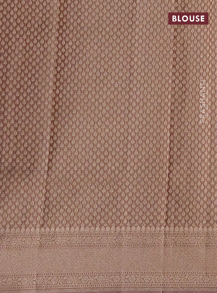 Banarasi tissue silk saree dark sandal with allover silver & gold zari weaves and zari woven border