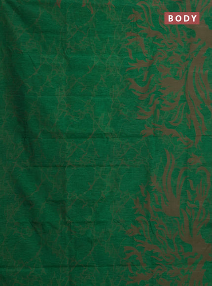 Banarasi semi matka saree green with allover thread weaves in borderless style