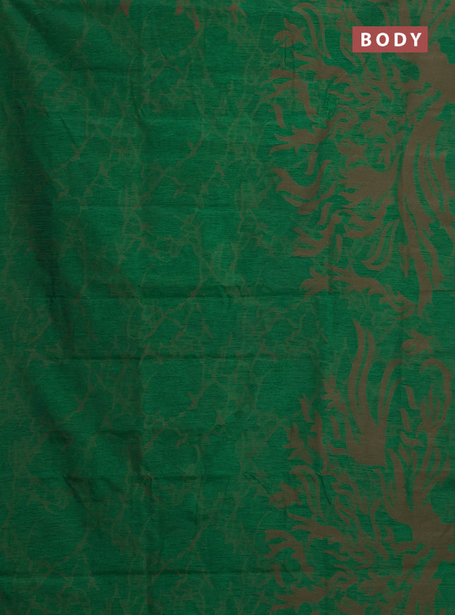 Banarasi semi matka saree green with allover thread weaves in borderless style