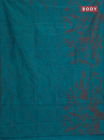 Banarasi semi matka saree teal blue shade with allover thread weaves in borderless style