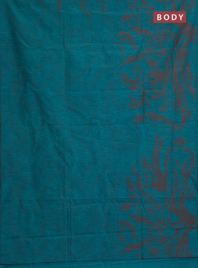 Banarasi semi matka saree teal blue shade with allover thread weaves in borderless style