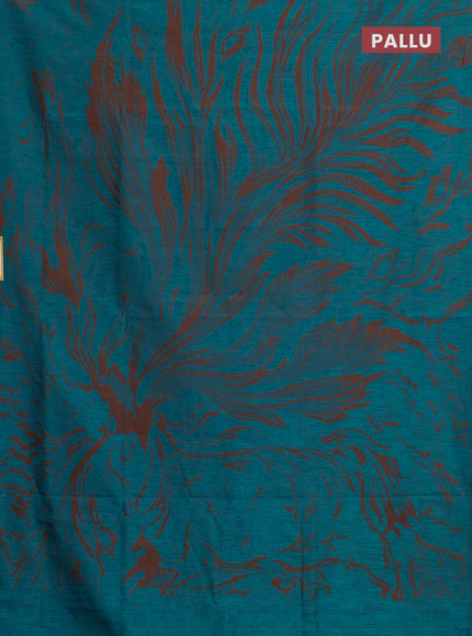 Banarasi semi matka saree teal blue shade with allover thread weaves in borderless style