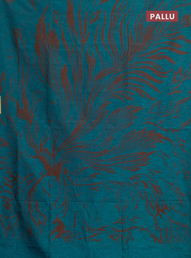 Banarasi semi matka saree teal blue shade with allover thread weaves in borderless style