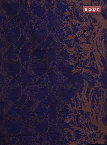 Banarasi semi matka saree dark blue with allover thread weaves in borderless style