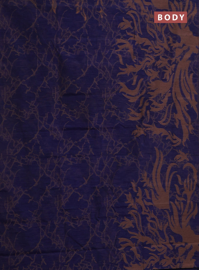 Banarasi semi matka saree dark blue with allover thread weaves in borderless style