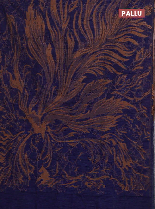 Banarasi semi matka saree dark blue with allover thread weaves in borderless style