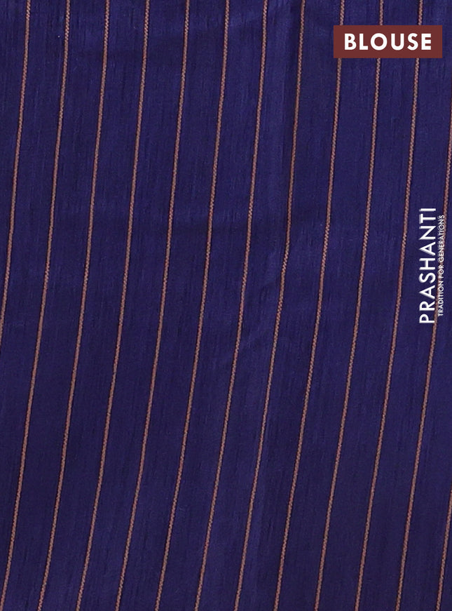 Banarasi semi matka saree dark blue with allover thread weaves in borderless style