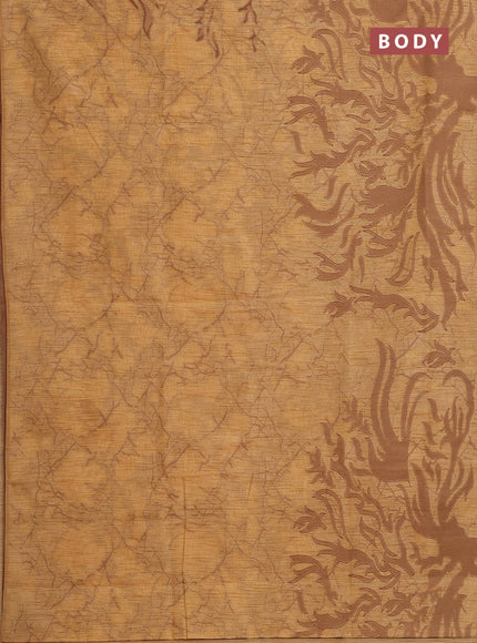 Banarasi semi matka saree sandal with allover thread weaves in borderless style