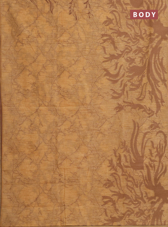 Banarasi semi matka saree sandal with allover thread weaves in borderless style