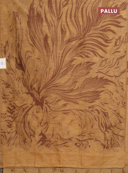 Banarasi semi matka saree sandal with allover thread weaves in borderless style