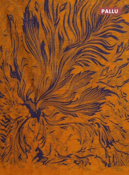 Banarasi semi matka saree mustard yellow with allover thread weaves in borderless style