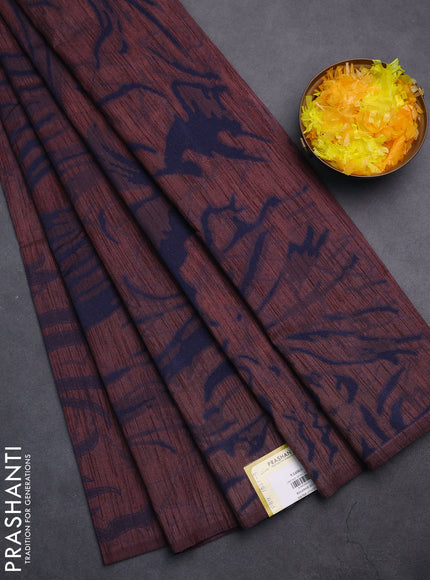 Banarasi semi matka saree rosy brown with allover thread weaves in borderless style