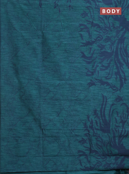 Banarasi semi matka saree teal green shade with allover thread weaves in borderless style