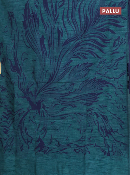 Banarasi semi matka saree teal green shade with allover thread weaves in borderless style