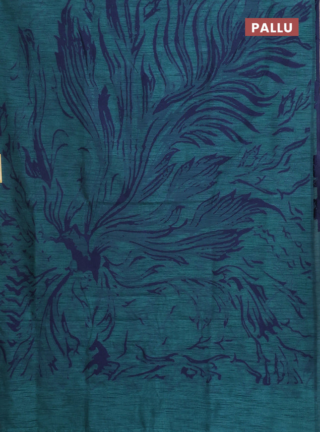 Banarasi semi matka saree teal green shade with allover thread weaves in borderless style