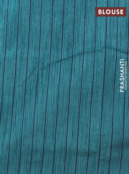 Banarasi semi matka saree teal green shade with allover thread weaves in borderless style