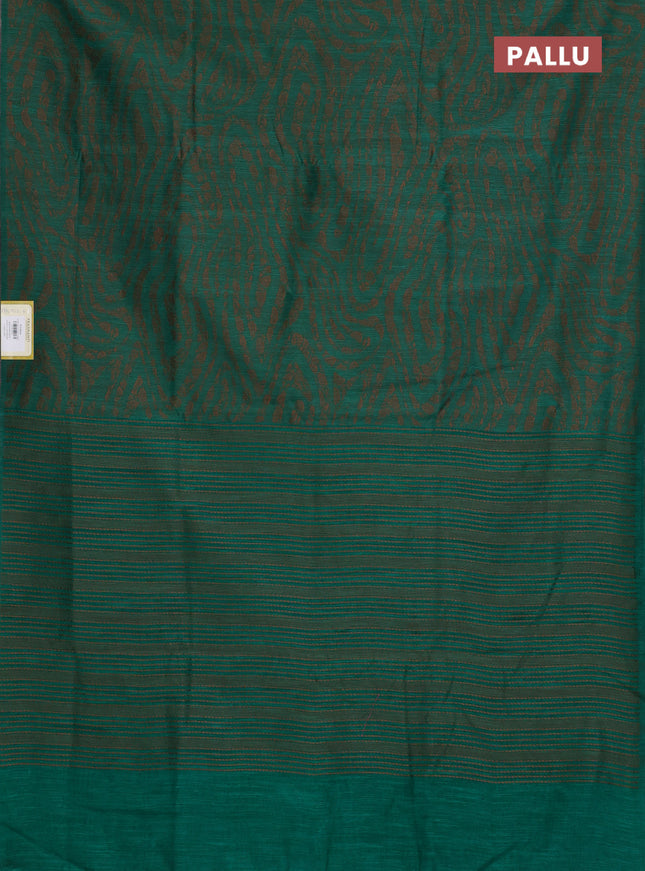 Banarasi semi matka saree green with allover thread weaves in borderless style