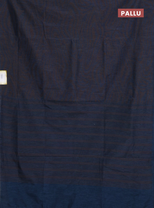 Banarasi semi matka saree dark blue with allover thread weaves in borderless style