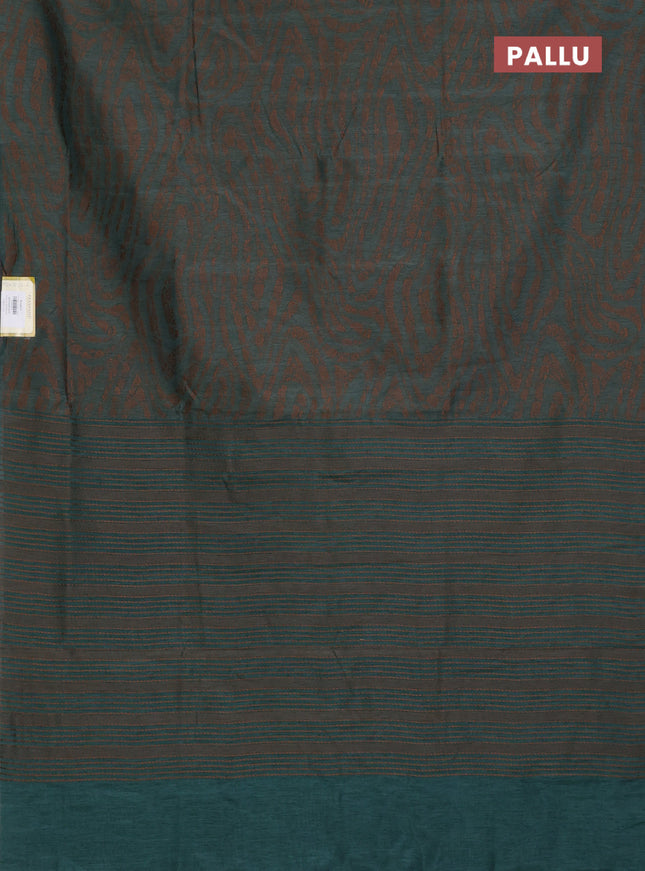 Banarasi semi matka saree green shade with allover thread weaves in borderless style