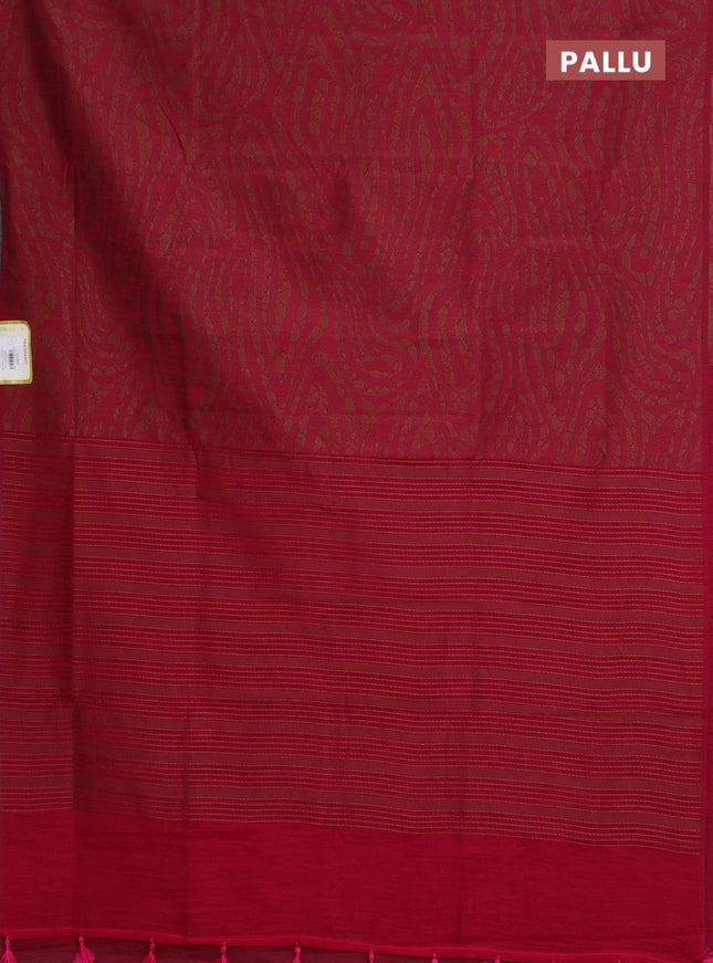 Banarasi semi matka saree dark pink with allover thread weaves in borderless style