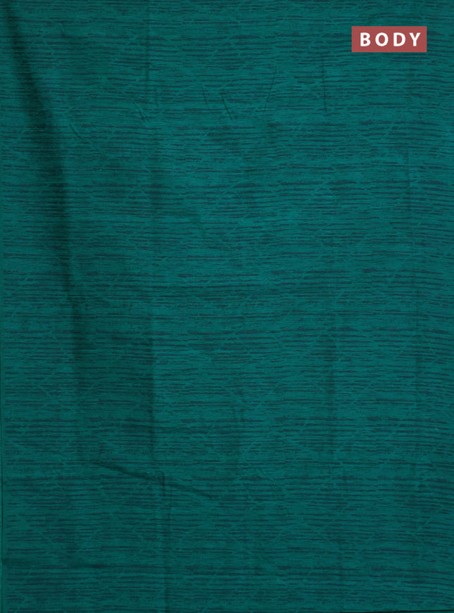 Banarasi semi matka saree teal green with allover thread weaves in borderless style